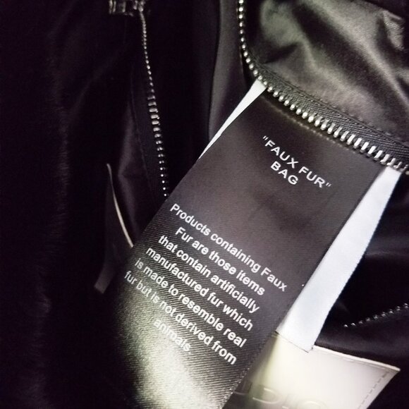 STAND STUDIO Black Lolita Teddy Tote Medium Plush Faux Fur Tote Bag $360 Soft - Picture 9 of 15